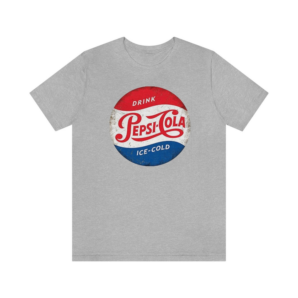 PEPSI COLA Sport Grey Retro Logo Short Sleeve Unisex T Shirt